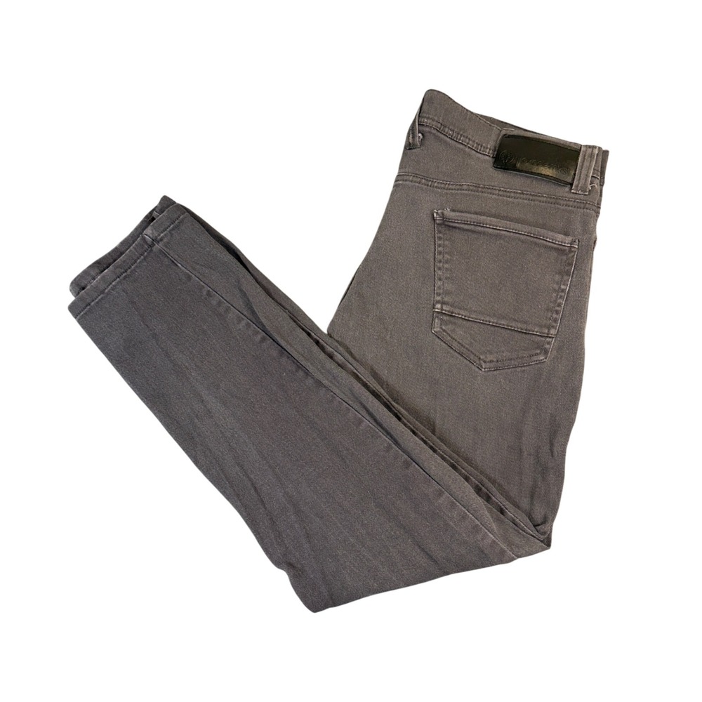 Akademiks Mens Slim Straight Jeans Charcoal Gray Denim Pants 34x28 hemmed